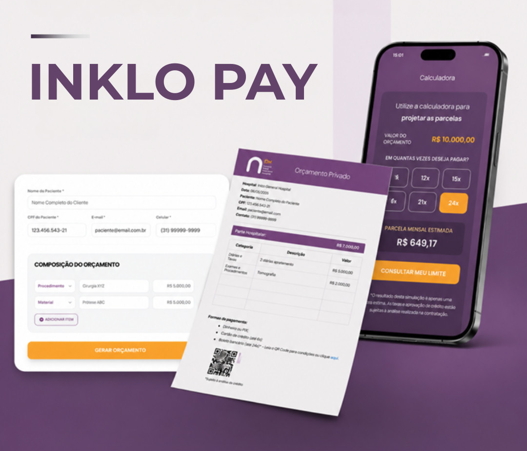 Inklo Pay: geração de orçamento, documento de orçamento e simulação de parcelas em até 24x no boleto